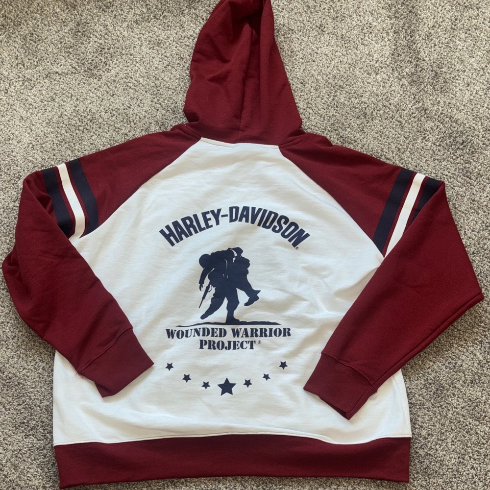Harley-Davidson Burgundy & White Wounded Warrior Project Crewneck Hoodie